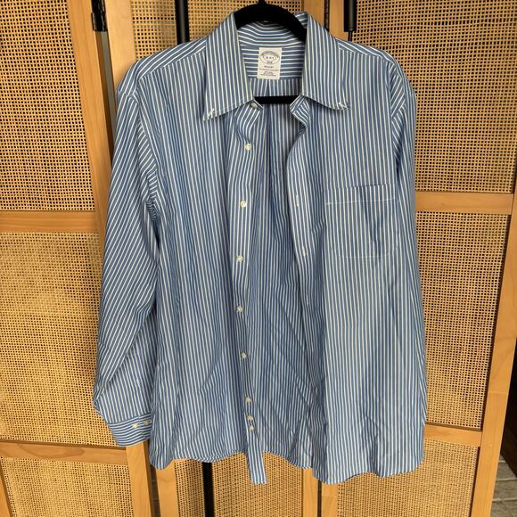 Brooks brothers blue white striped button down loose Flowy shirt 16-4/5 - Picture 3 of 6